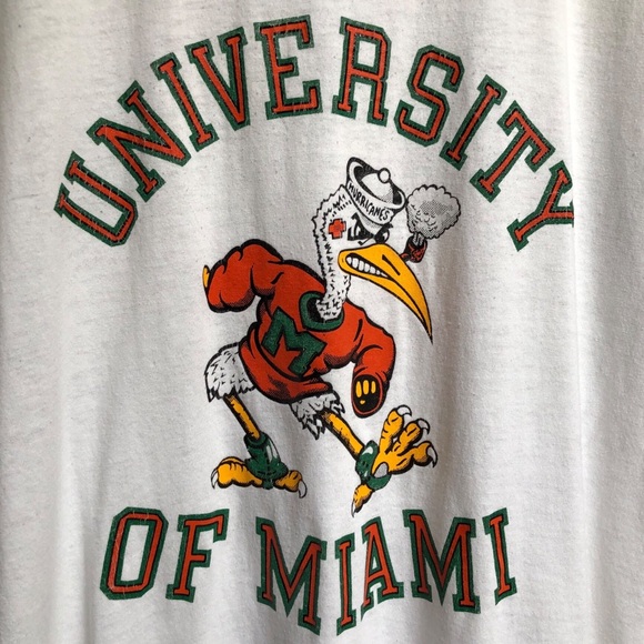 Vintage 70s 80s University of Miami Hurricanes T-shirt Soffe Shirts USA Adult L - Picture 6 of 13